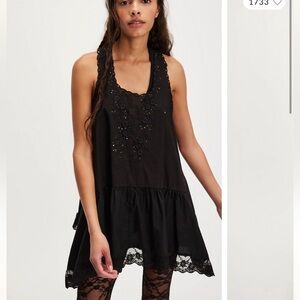 Free People Sunset Treasure Embroidered Beaded Lace Coverup Tunic Top L